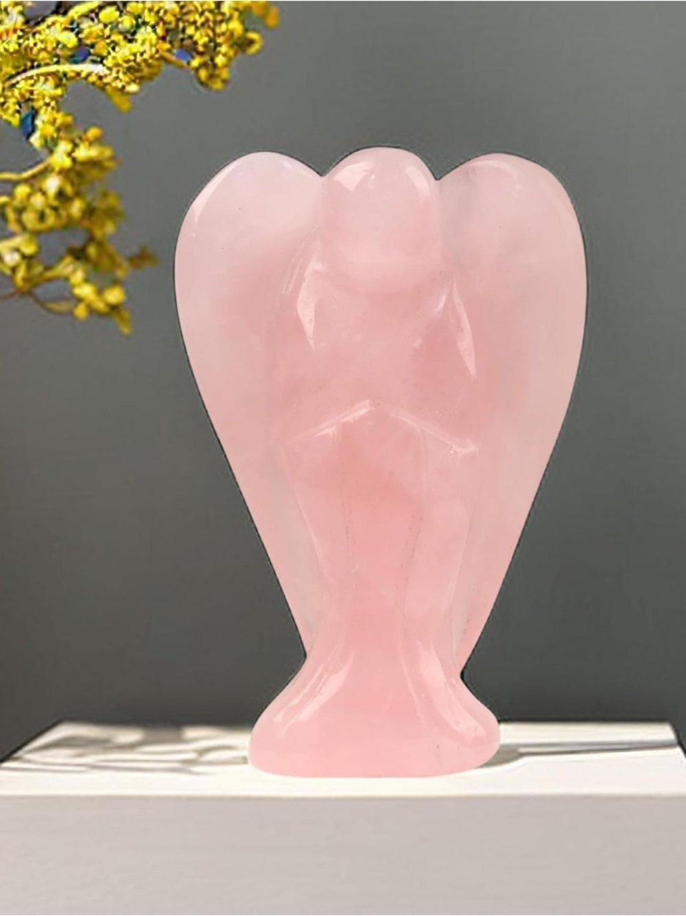 🆕New Rose Quartz Angel Figurines Guardian Angel Statue Home Decor 1.5Inches - Picture 4 of 5